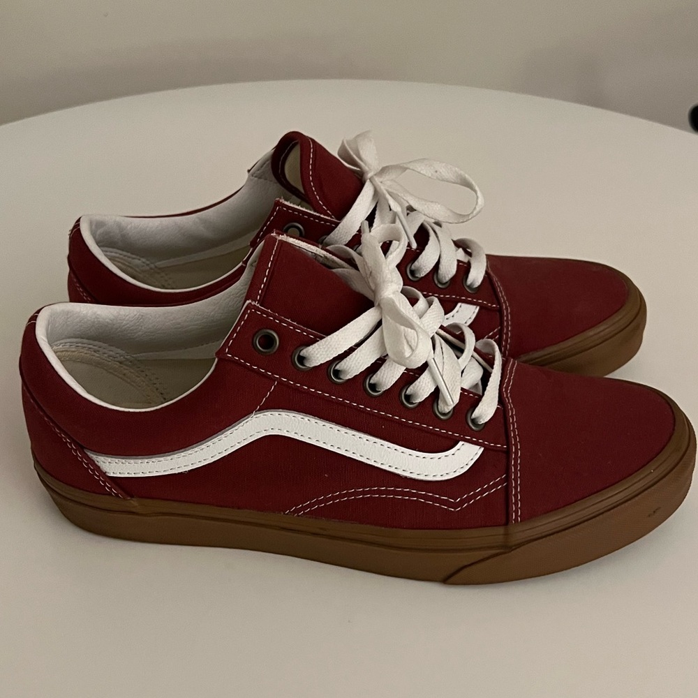 Maroon White Gum Vans Size 9.5